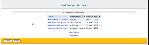 Screenshot of MAR Configuration Search.