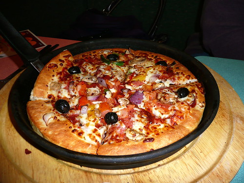 Sumesh · Vegetable Supreme (with pepperoni added) pan pizza at Pizza Hut 