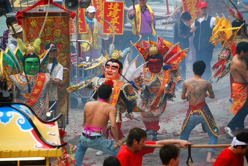 celebration at mingsheng temple, jiufen
