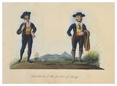008- Habitantes del puesto fronterizo de Alentejo-Picturesque review of the costume of the portuguese 1836