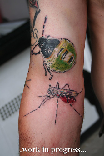  English insect & spiders sleeve tattoo by Mirek vel Stotker 