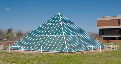 Glass pyramid over the Mercantile Library, at the University of Missouri - Saint Louis, in Normandy, Missouri, USA