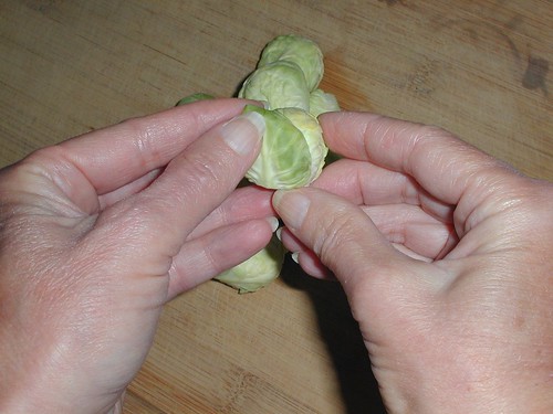 Cleaning the Brussels Sprouts