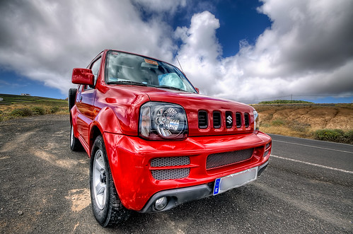 Small, in red. Suzuki Jimny HDR Lanzarote