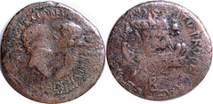 RPC 1469 M. Oppius Capito Mark Antony Fleet Bronze light Dupondius, facing heads Antony and Octavia, Two ships under sail, Achaea Athens 36-35BC, #0880-92 9g22