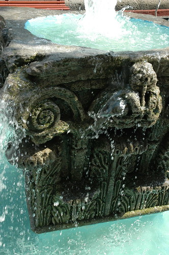 Blue water, stone fountain, Guadalajara, Mexico by Wonderlane