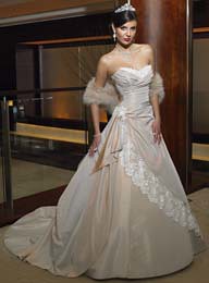 A-Line Strapless Side On Train Wedding Dress