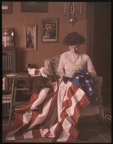 Woman making American Flag