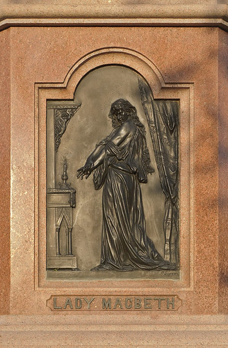 Tower Grove Park, in Saint Louis, Missouri, USA - bas-relief of Lady Macbeth on statue of William Shakespeare