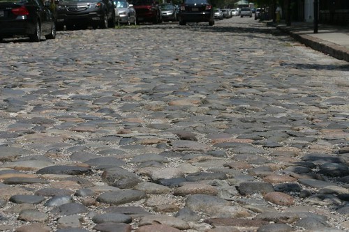 Cobble-stoned street in Charleston's French Quarter...