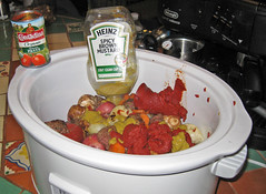 add tomato paste and mustard