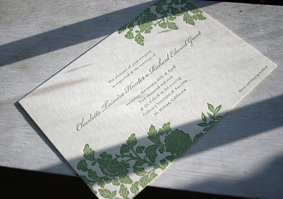 Rhon 1 color letterpress wedding invitations - by Smock 