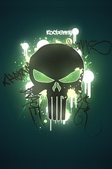 Black skull iphone wallpaper green background