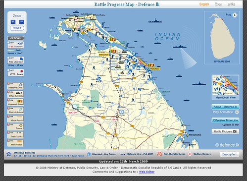 Interactive map created by the Sri Lanka Ministry of Defence