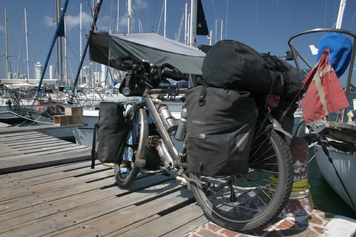 My bike all set for the cruise on the Sacanagem sailing boat to Panama...
