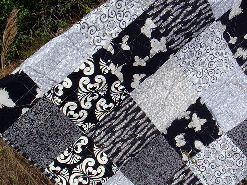 black white quilt back