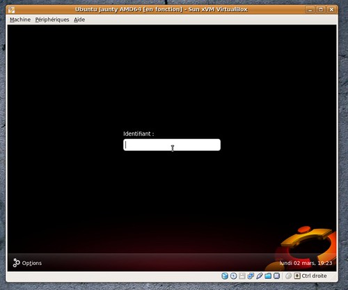 Ecran de connexion d'ubuntu Linux Jaunty Jackalope pre-alpha6