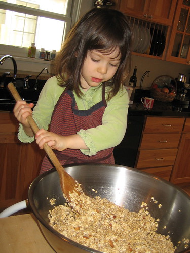 Anna mixing the granola