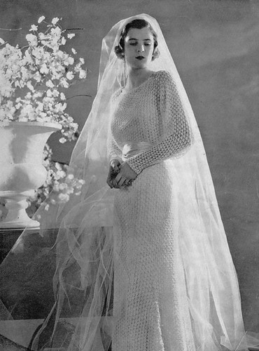 Vintage Wedding Gown Knitting Pattern c 1930 by Nostalgia Rules