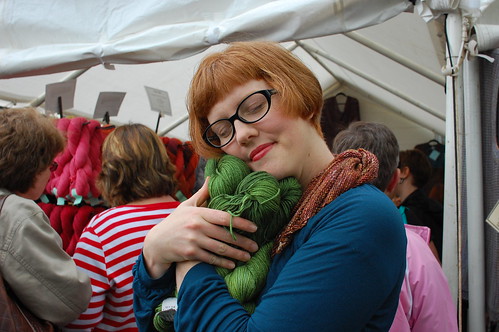 Mary-Heather loves her green yarn