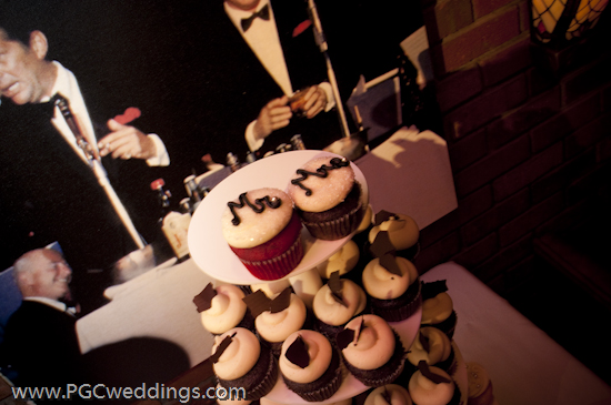 Mr and Mrs wedding cupcake tower Cupcakes by Retro Bakery Las Vegas via 
