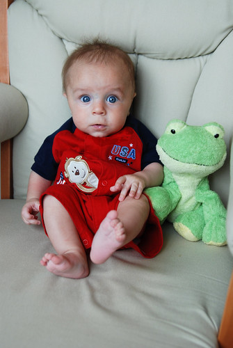 4 months, next to the frog