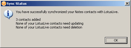 Notes Contact Sync to LotusLive Sync Status