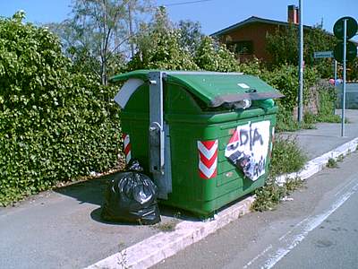 waste skip along the street near Rome