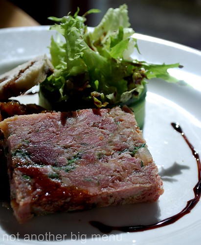 Bailbrook House Restaurant - Pressed ham hock and new potato terrine, onion chutney, olive bread