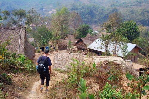 descending into the village, luang nam tha