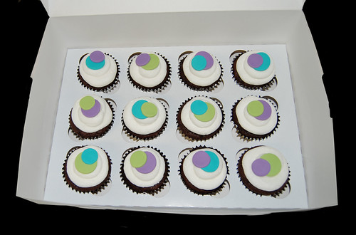 Purple Lime Green and Turquoise Cupcakes for a Teenager's Brithday