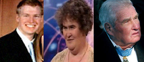 Composite image of Philip Markoff, Susan Boyle, and Russell Dunham