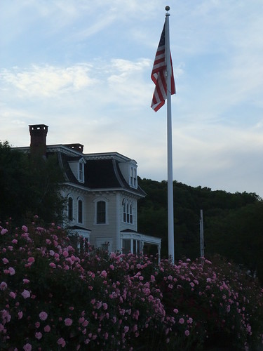 New England home with roses