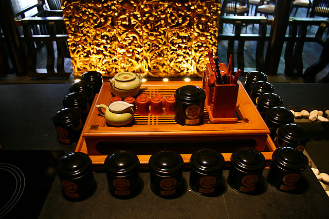 Tea set display at Cherry Garden