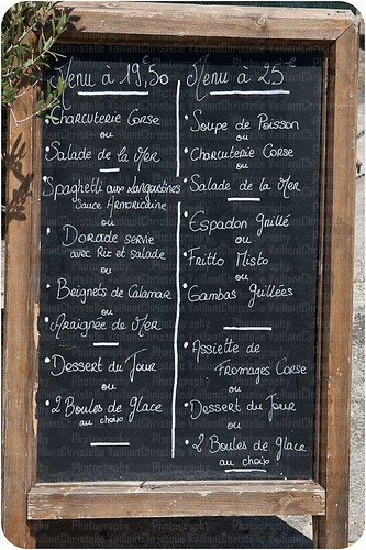 Corsican restaurant menu board