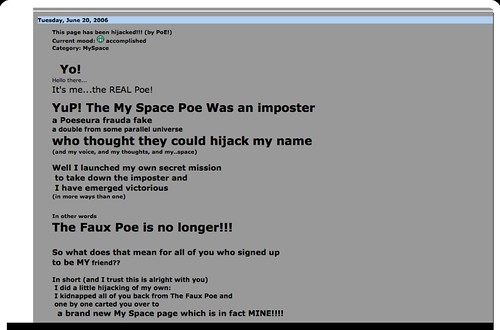 MySpace.com Blogs - POE MySpace Blog