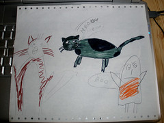 H's cat drawing, now with colours