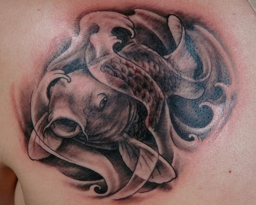 Black and grey koi fish tattoo a photo on Flickriver