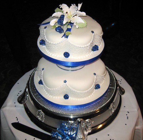 wedding cake blue Elegant Purple and White Wedding Cake by gracefull333