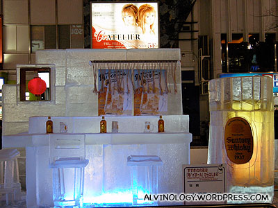 Beer counter made from ice