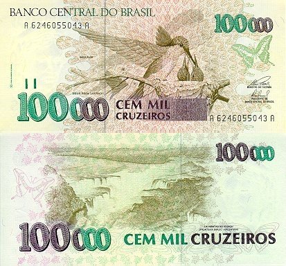 100 000 Cruzeiros Brazília 1992-3