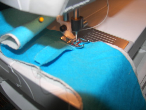 Sewing the straps, Turquoise Italian Working-Class Dress on Morgandonner.com