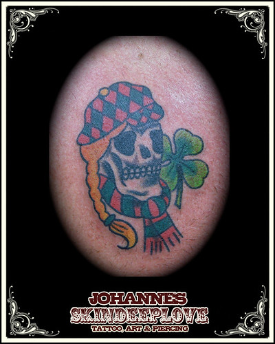 old school skull tattoo. old school skull tattooed by