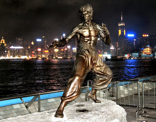 Bruce Lee Statue Hong Kong. This is one from the archive. Taken on Holiday in Hong Kong, on the Boulevard of the Stars. A bronze statue of Bruce Lee. 2011