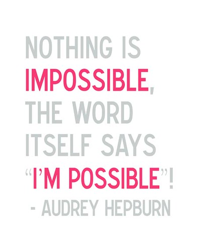 I'm Possible - Audrey Hepburn Quote in Gray and Pink / 3lambsdesign