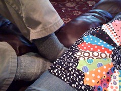Mr. U's feet snuggle under my legs when we watch a movie