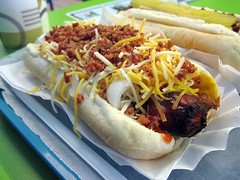 barker's red hots - bacon and cheese dog