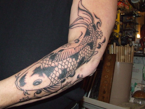 common carp tattoos. A color koi carp tattoo by