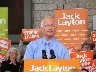 NDP leader Jack Layton in Edmonton.