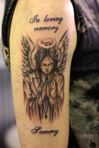 praying angel tattoo. in loving memory angel tattoo